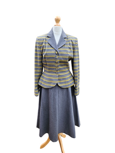 1940s/1950s Grey and Yellow Striped Wool Suit