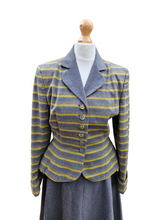 Load image into Gallery viewer, 1940s/1950s Grey and Yellow Striped Wool Suit
