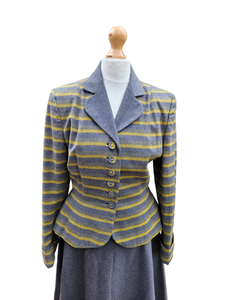 1940s/1950s Grey and Yellow Striped Wool Suit