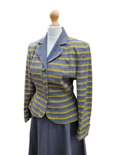 Load image into Gallery viewer, 1940s/1950s Grey and Yellow Striped Wool Suit
