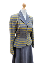 Load image into Gallery viewer, 1940s/1950s Grey and Yellow Striped Wool Suit
