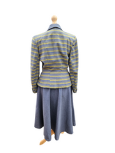 Load image into Gallery viewer, 1940s/1950s Grey and Yellow Striped Wool Suit
