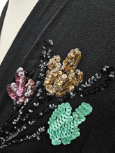 Load image into Gallery viewer, 1940s Black Crepe Sequin Cocktail Dress
