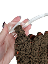 Load image into Gallery viewer, 1940s Brown Crochet Bag With Chunky Lucite Handle
