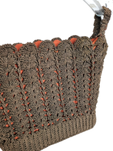 Load image into Gallery viewer, 1940s Brown Crochet Bag With Chunky Lucite Handle
