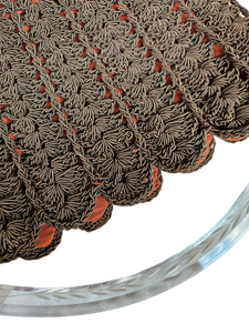 1940s Brown Crochet Bag With Chunky Lucite Handle