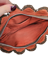 Load image into Gallery viewer, 1940s Brown Crochet Bag With Chunky Lucite Handle
