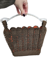 Load image into Gallery viewer, 1940s Brown Crochet Bag With Chunky Lucite Handle
