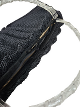 Load image into Gallery viewer, 1940s Black Crochet Bag With Chunky Lucite Handles
