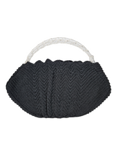 Load image into Gallery viewer, 1940s Black Crochet Bag With Chunky Lucite Handles
