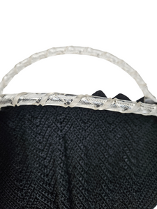 1940s Black Crochet Bag With Chunky Lucite Handles
