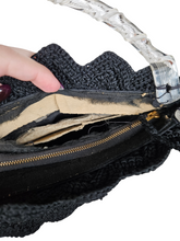 Load image into Gallery viewer, 1940s Black Crochet Bag With Chunky Lucite Handles
