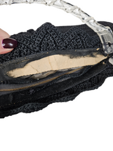Load image into Gallery viewer, 1940s Black Crochet Bag With Chunky Lucite Handles
