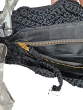 Load image into Gallery viewer, 1940s Black Crochet Bag With Chunky Lucite Handles
