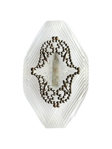 1940s Huge Reverse Carved Lucite Brooch with Metal