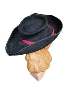 1940s Black and Red Felt Tilt Hat