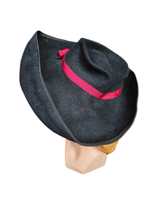 1940s Black and Red Felt Tilt Hat