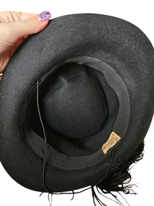 1940s Black Felt Tilt Hat With Huge Feather