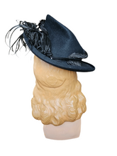 Load image into Gallery viewer, 1940s Black Felt Tilt Hat With Huge Feather
