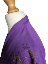 Load image into Gallery viewer, 1940s Bright Purple Crepe Dress With Gold Embroidery
