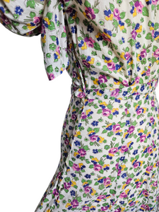 1930s Rare Floral Garden Party Dress With Mutton Sleeves