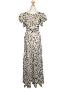 1930s Rare Floral Garden Party Dress With Mutton Sleeves