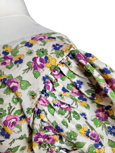 1930s Rare Floral Garden Party Dress With Mutton Sleeves