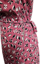 Load image into Gallery viewer, 1940s Pink, Black and White Leaf Print Crepe Dress
