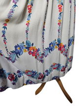 Load image into Gallery viewer, 1940s White Moygashel Dress With Multicoloured Flower Stripes
