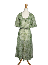 Load image into Gallery viewer, 1940s Apple Green Floral Chiffon Dress
