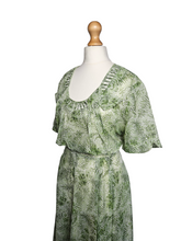 Load image into Gallery viewer, 1940s Apple Green Floral Chiffon Dress
