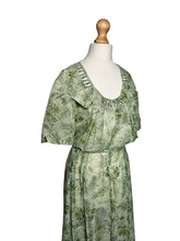 Load image into Gallery viewer, 1940s Apple Green Floral Chiffon Dress

