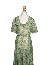 Load image into Gallery viewer, 1940s Apple Green Floral Chiffon Dress
