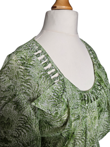 1940s Apple Green Floral Chiffon Dress