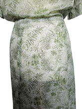 Load image into Gallery viewer, 1940s Apple Green Floral Chiffon Dress
