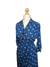Load image into Gallery viewer, 1940s Dark Teal Square and Spot Print Dress
