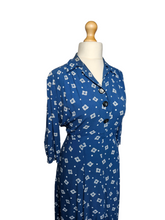 Load image into Gallery viewer, 1940s Dark Teal Square and Spot Print Dress
