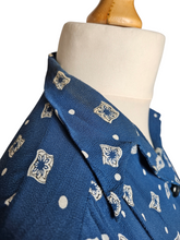 Load image into Gallery viewer, 1940s Dark Teal Square and Spot Print Dress
