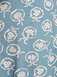 1940s Teal and White Novelty Hat Print Dress