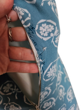 Load image into Gallery viewer, 1940s Teal and White Novelty Hat Print Dress
