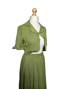 1940s Dark Chartreuse Summer Suit