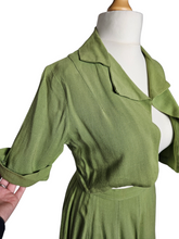Load image into Gallery viewer, 1940s Dark Chartreuse Summer Suit
