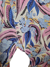 Load image into Gallery viewer, 1940s Blue Pink Leaf/Feather Crepe Dress
