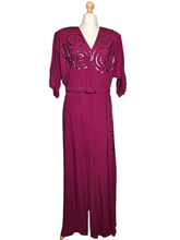 Load image into Gallery viewer, 1940s Rare Raspberry Pink Sequin Sash Long Dress
