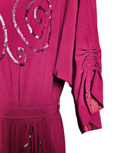 Load image into Gallery viewer, 1940s Rare Raspberry Pink Sequin Sash Long Dress
