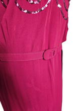 Load image into Gallery viewer, 1940s Rare Raspberry Pink Sequin Sash Long Dress
