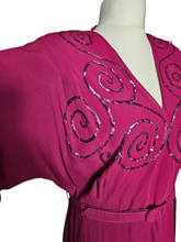 Load image into Gallery viewer, 1940s Rare Raspberry Pink Sequin Sash Long Dress
