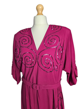 Load image into Gallery viewer, 1940s Rare Raspberry Pink Sequin Sash Long Dress
