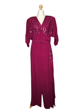 Load image into Gallery viewer, 1940s Rare Raspberry Pink Sequin Sash Long Dress
