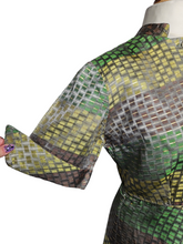 Load image into Gallery viewer, Late 1940s Green, Gold and Taupe Dress

